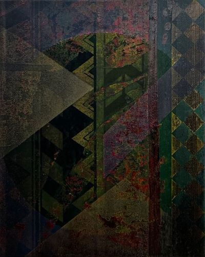 <p>KONSTRUIERTE NACHT / &Ouml;l und Acryl auf Stoff, auf Leinwand / 50x40 cm / 2025</p>
