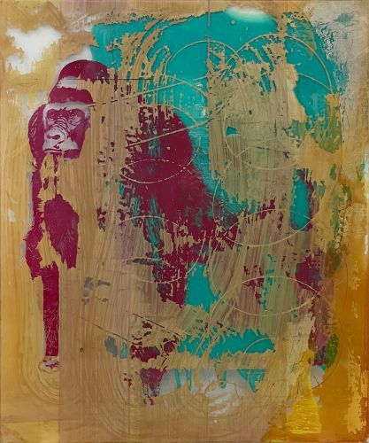 <p>CODE 238 &ndash; MATRIXSPRENGUNG / &Ouml;l und Siebdruck hinter Glas / 120x100 cm / 2026</p>
