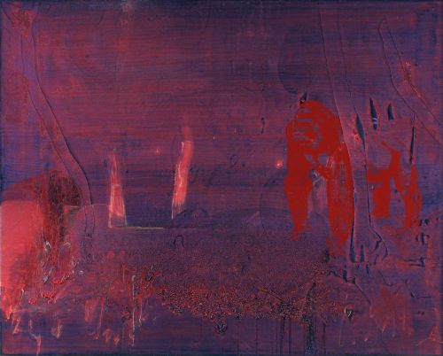 <p>VORAHNUNG / &Ouml;l und Siebdruck auf Leinwand / 80x100 cm / 2026</p>

