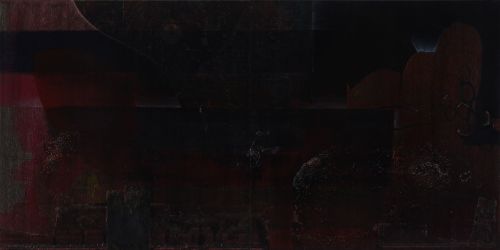 <p>ZONE 17 / &Ouml;l, Pigmente, Spray und Stoff auf Leinwand / 150x300 cm / 2026</p>
